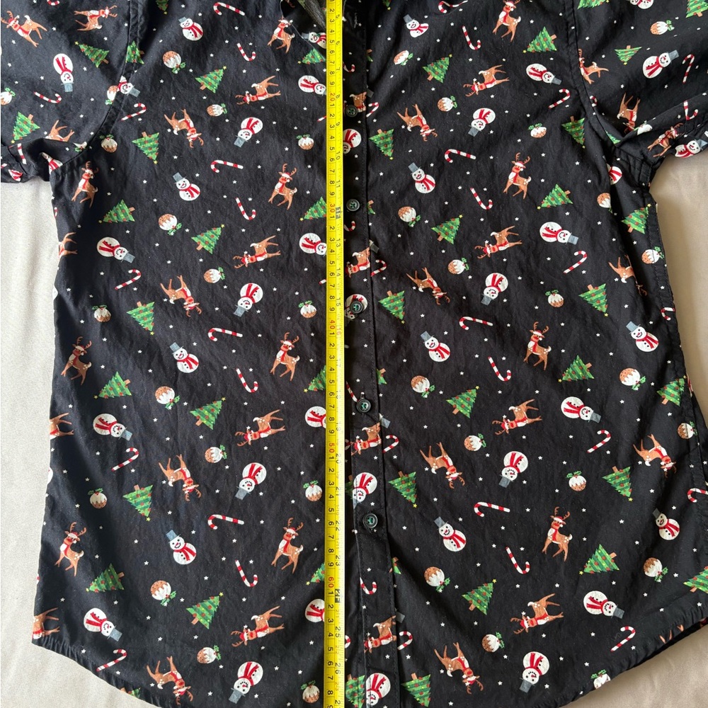 Denim & Flower Ricky Singh Holiday Shirt M Short Sleeve Button Reindeer Snowman - Picture 4 of 6